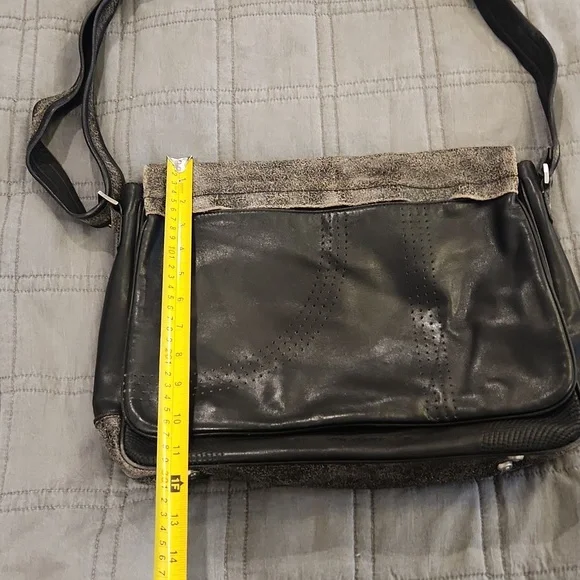Hugo Boss Black and Tan Buttery Soft Leather Laptop Bag